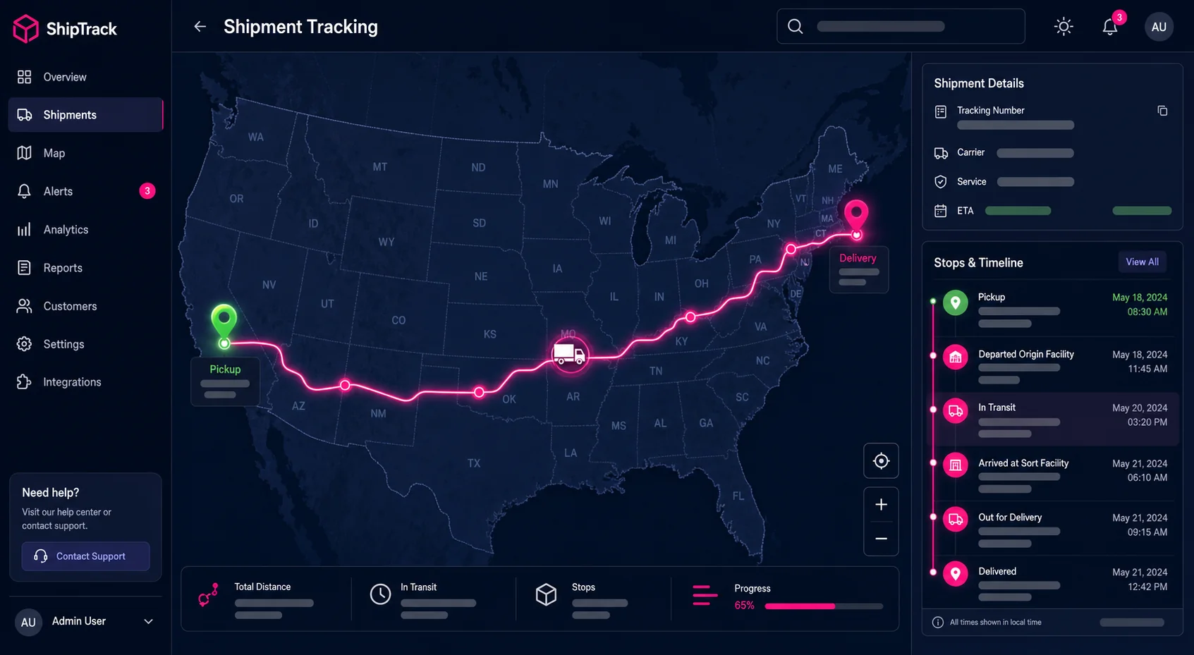 Shipment tracking with live map